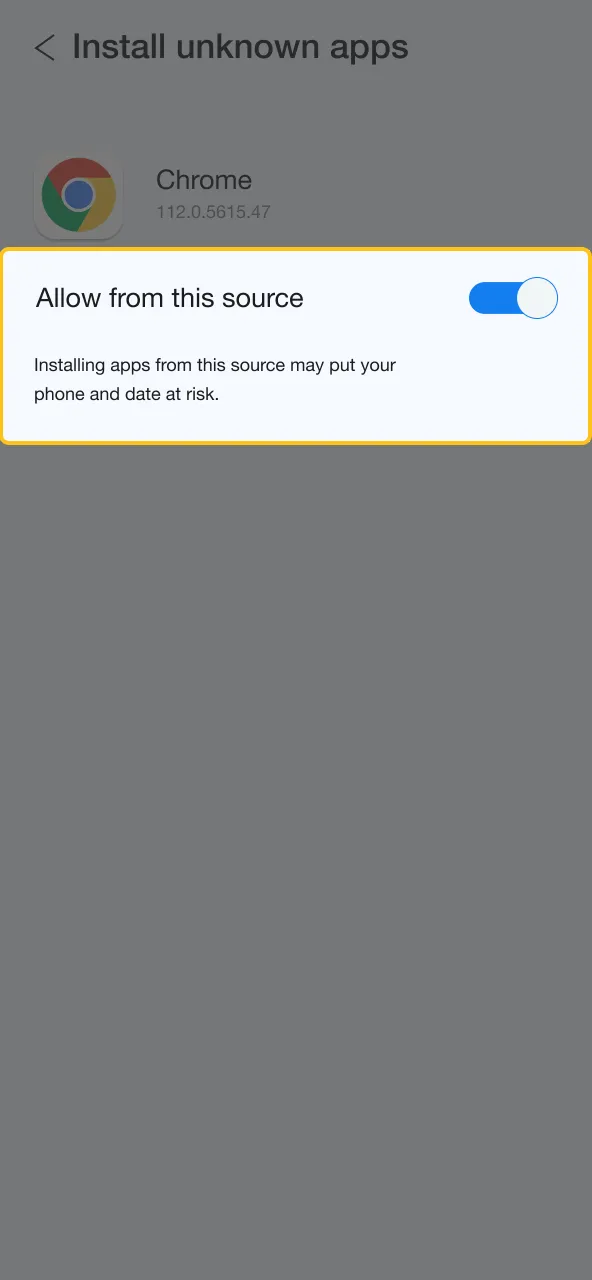 Allow app installation outside Google Play in your phone settings for Mostbet.