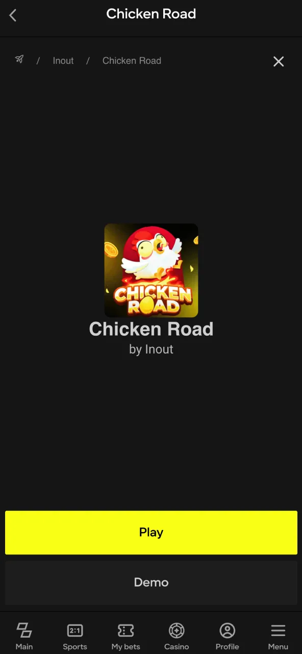Finish sign-up and enter Parimatch to start playing Chicken Road.