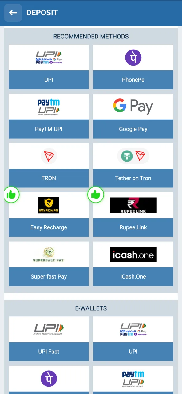 Select a payment method and fund your 1xBet wallet for Chicken Road 2.