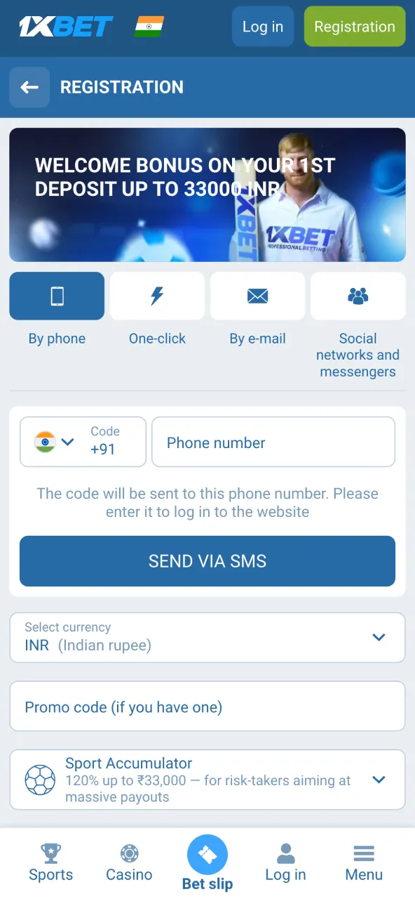 Create or log in to your 1xBet account to play Chicken Road.