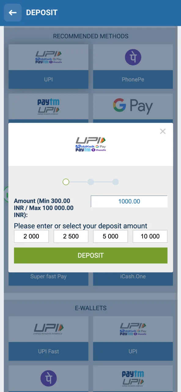 Select your preferred payment method on 1xBet for Chicken Road.