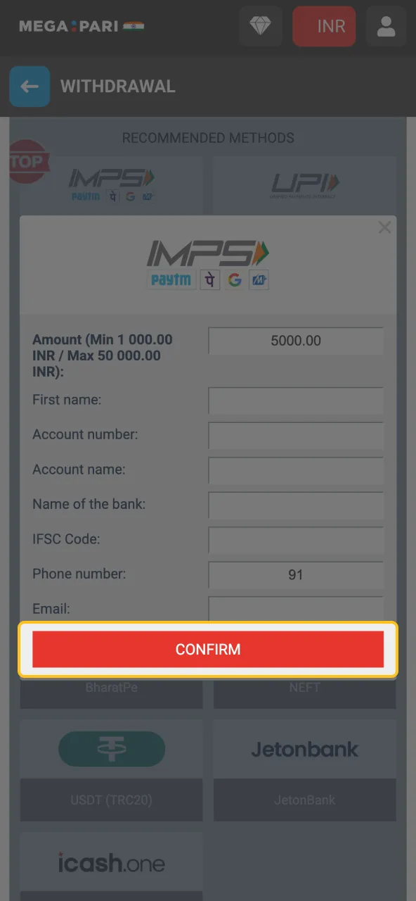 Send your Chicken Road withdrawal request through Megapari platform.