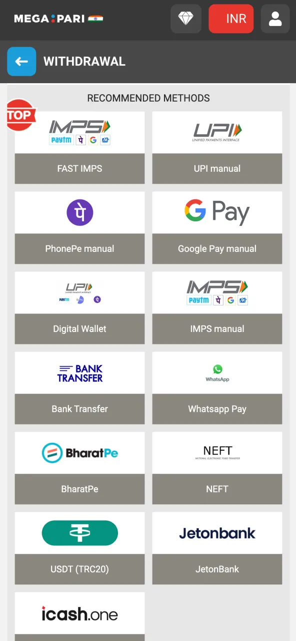 Navigate to Megapari withdrawal section to cash out Chicken Road winnings.