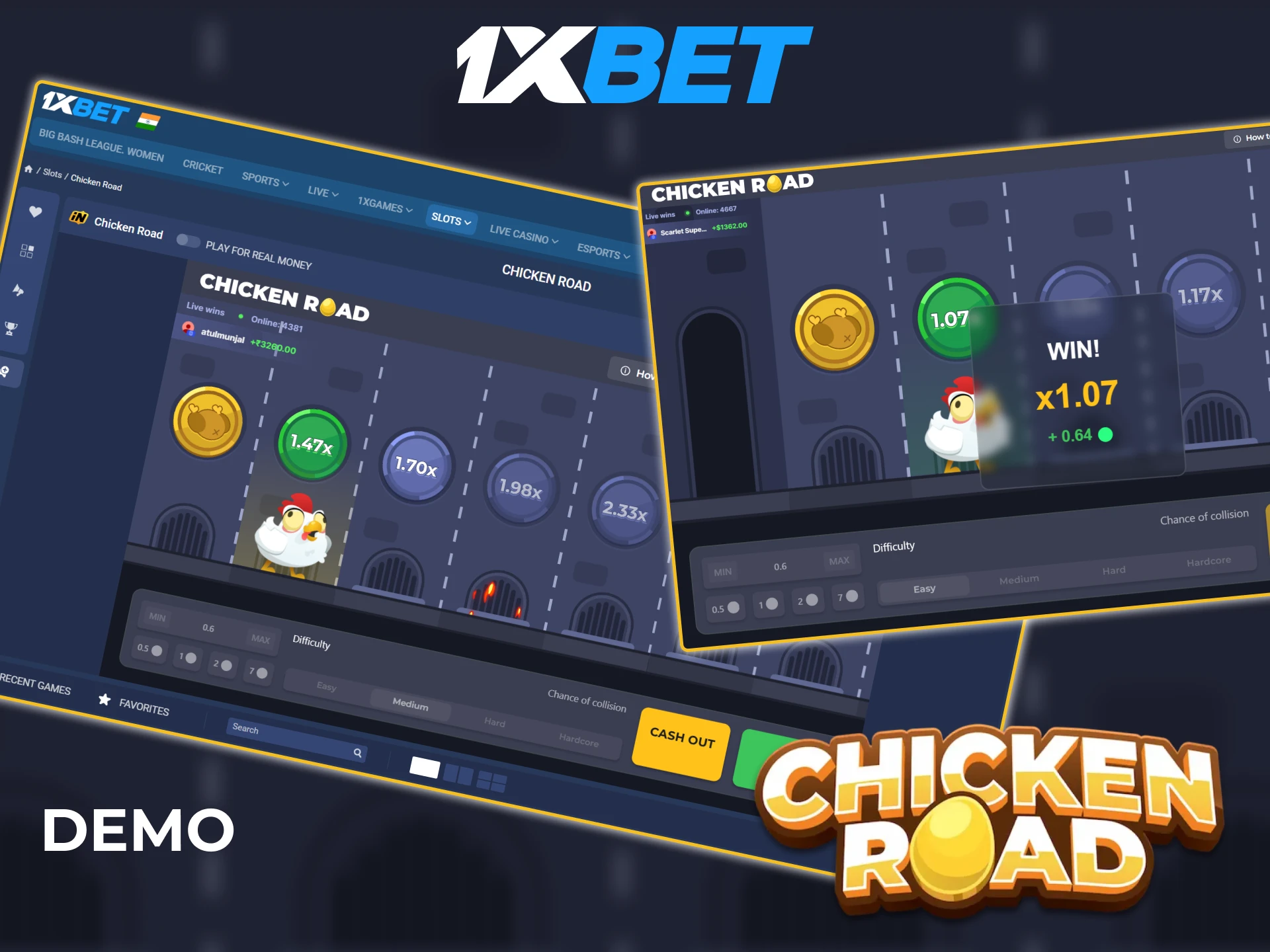 Try the demo version of the Chicken Road game at 1xbet.