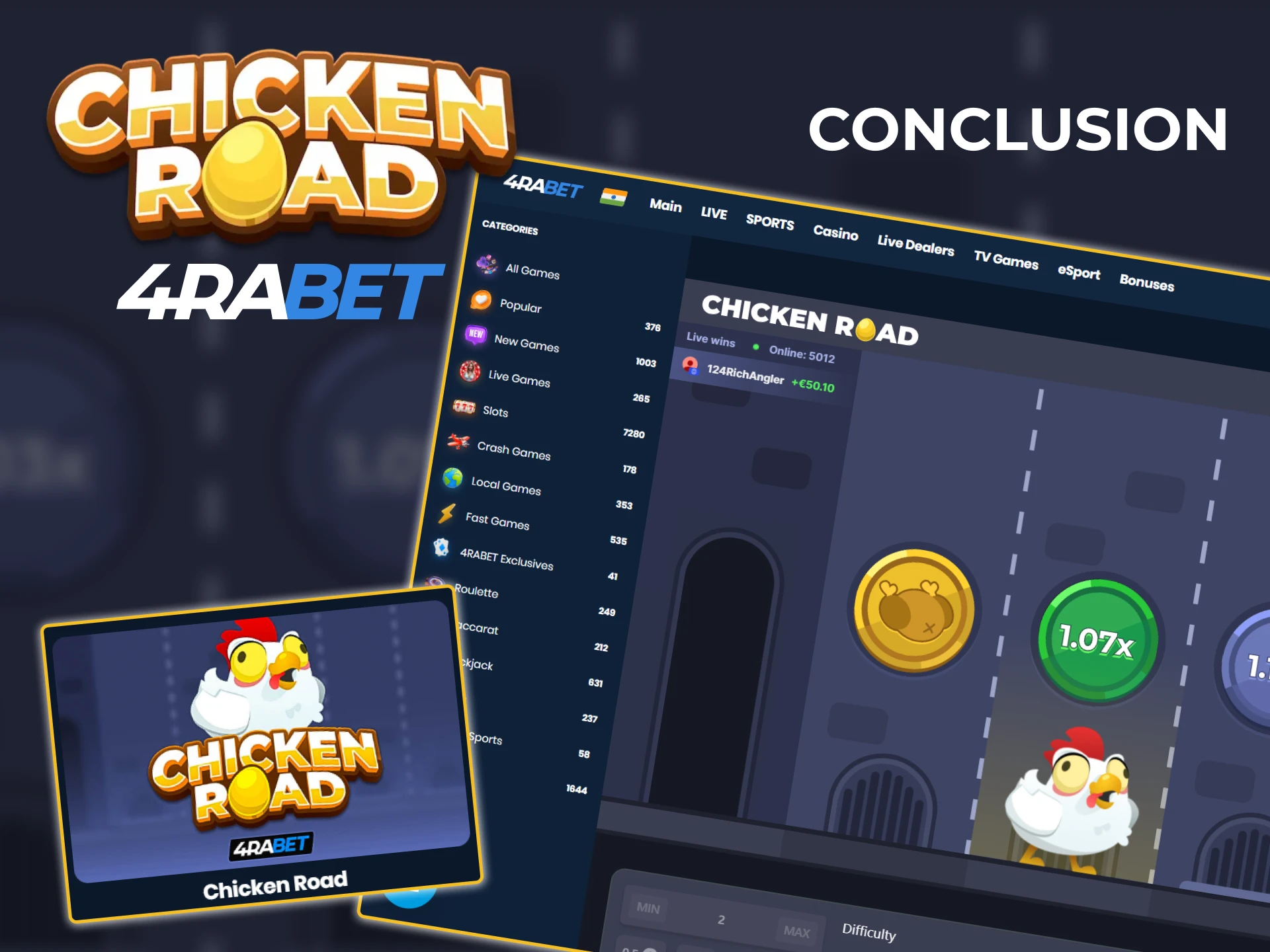 The 4rabet platform offers convenient conditions for Chicken Road players.