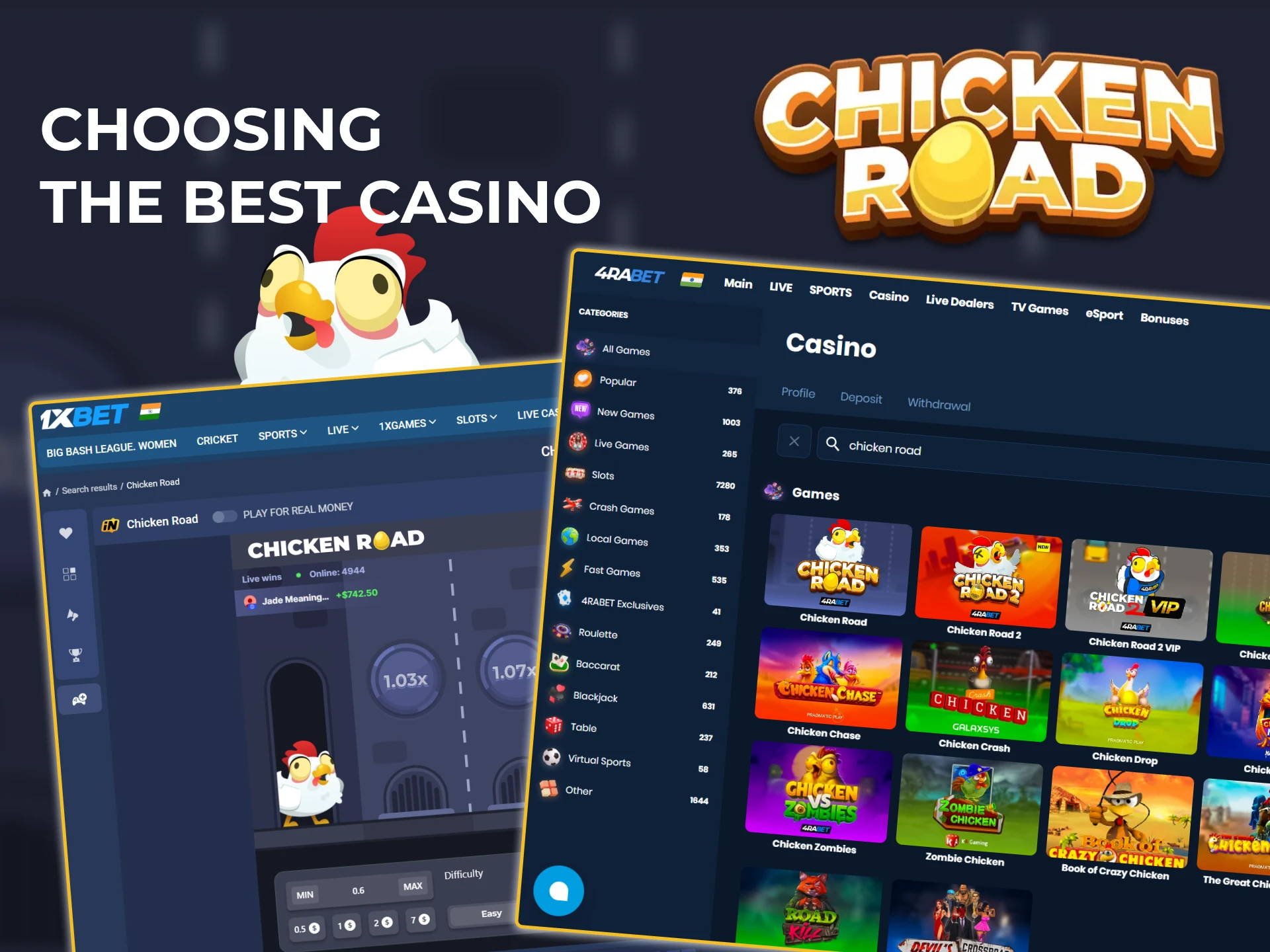 Find out which casinos offer the Chicken Road game.