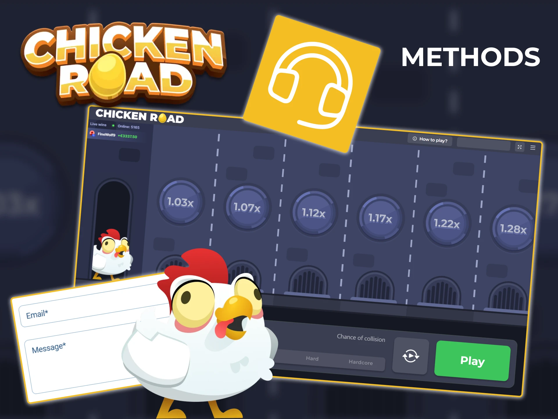 Use email to get answers to questions about the Chicken Road game.