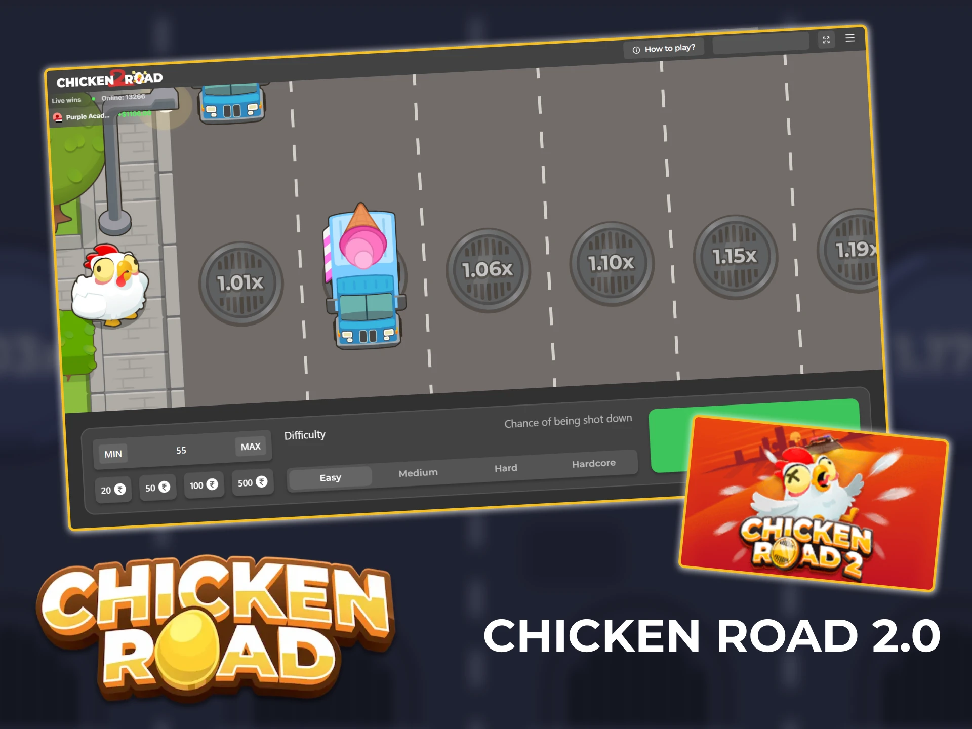 InOut also provides players the Chicken Road 2 game.