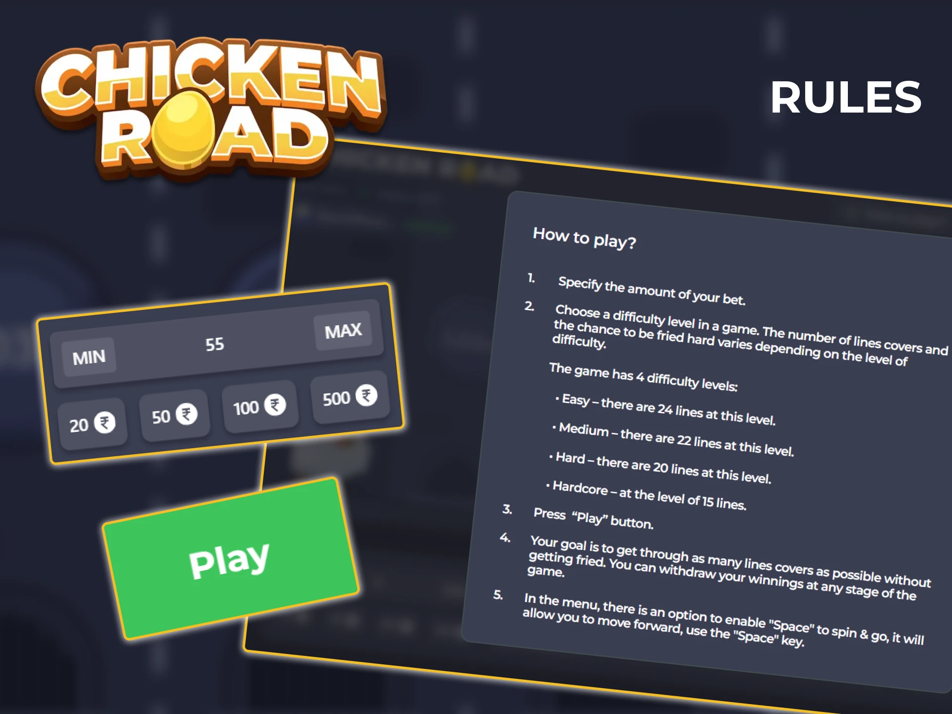 Learn the main rules of the Chicken Road game.