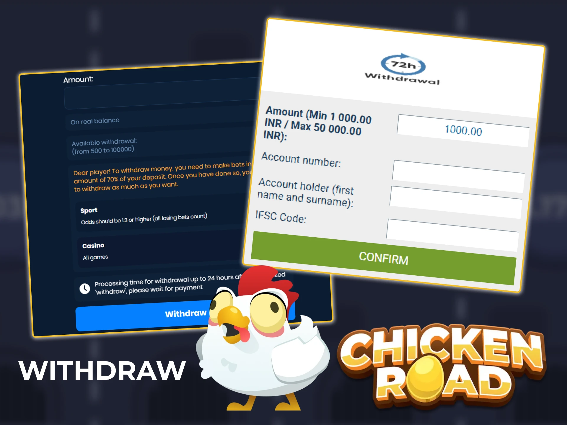 Withdraw your Chicken Road winnings from the casino.