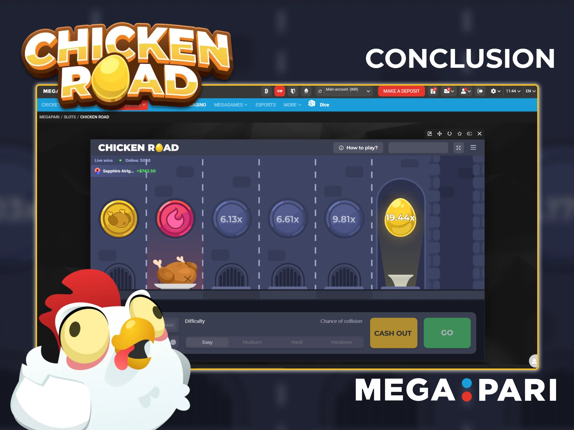 Get exclusive bonuses on the Megapari website and play Chicken Road.