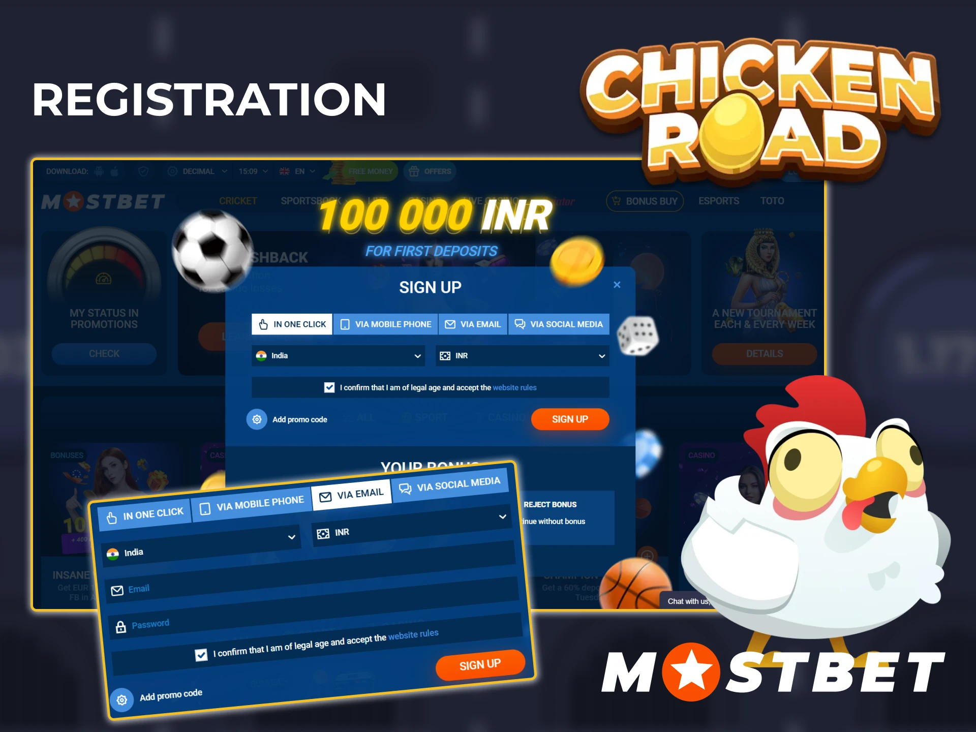 Join Mostbet casino to play Chicken Road.