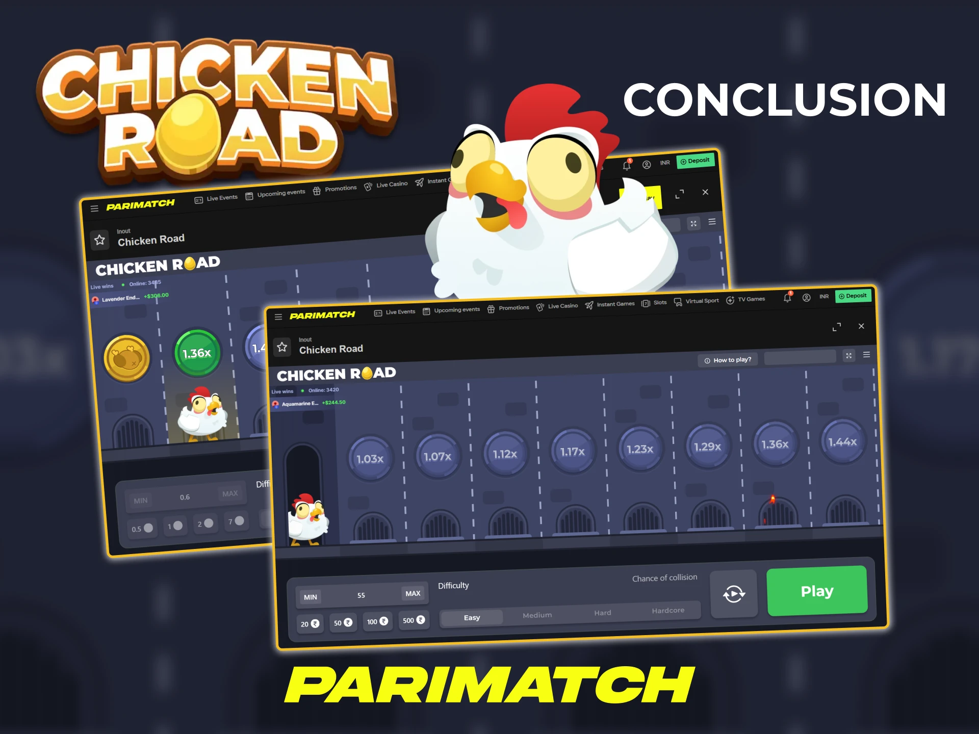 Parimatch offers players a great experience in the Chicken Road game.