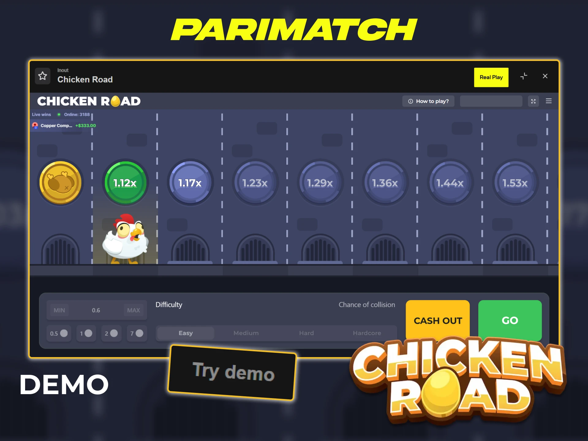 See the demo version of Chicken Road at Parimatch.
