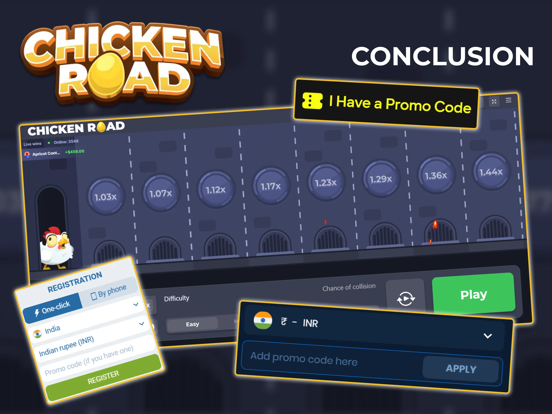 Promo codes give you many advantages when playing Chicken Road.