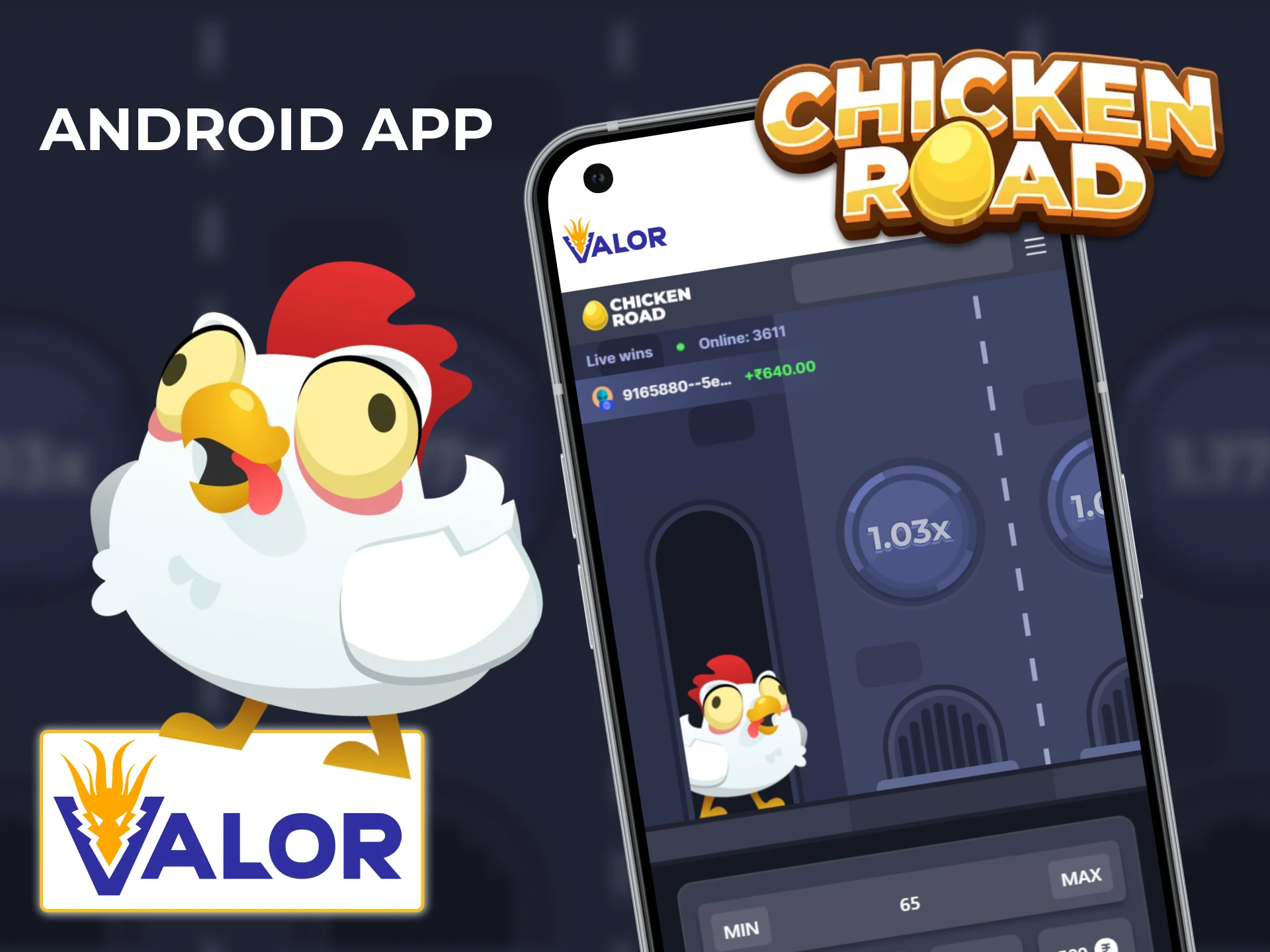 Start playing Chicken Road in the Valor app for Android.