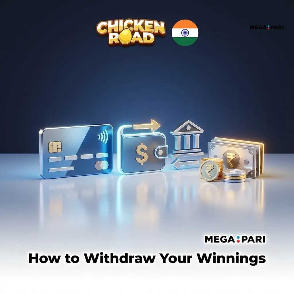 Steps showing how to withdraw winnings: verify account, tap withdraw button, select method, enter amount, confirm request.