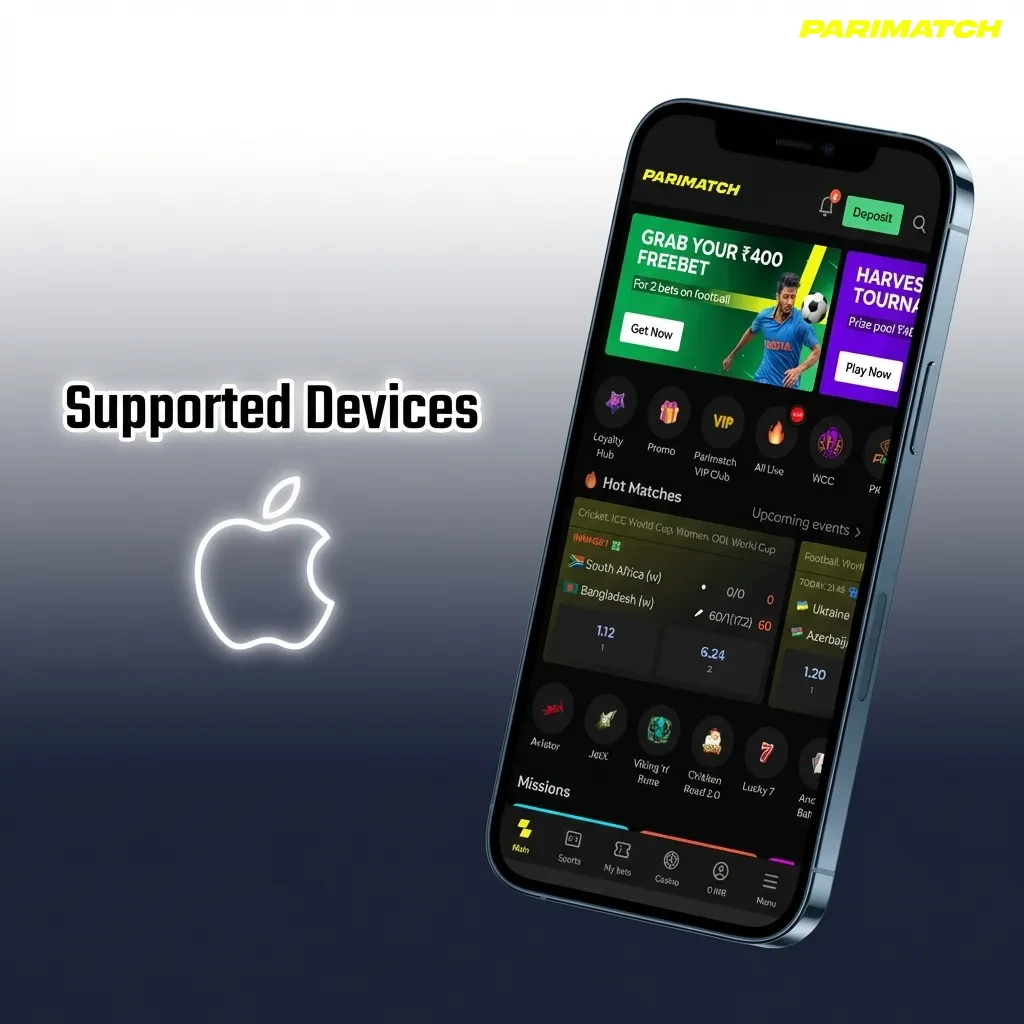 Apple devices including iPhone SE, 11-15 series, and various iPad models that support Parimatch PWA and Chicken Road game