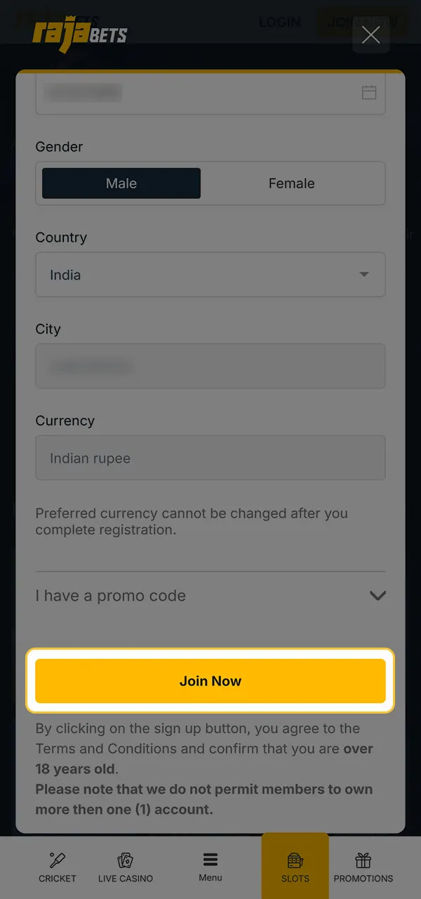 Complete a quick registration at Rajabets Casino and start playing Chicken Road.
