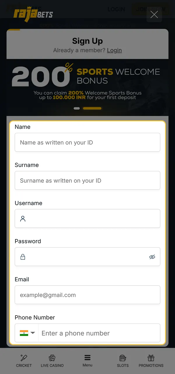 Create an account on Rajabets to access the Chicken Road game.